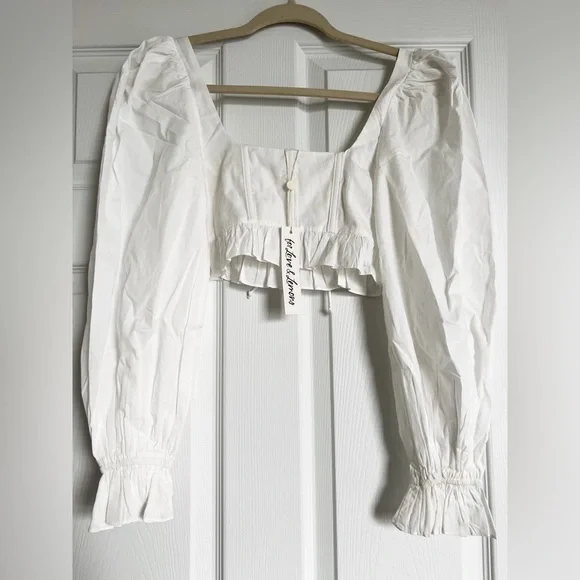 NWT For love and Lemons Heather Long Sleeve Corset Top size XXS white - Picture 9 of 14